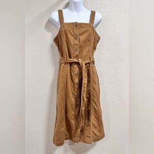 GAP Womens Cotton Button Up Khakis Belted Sleeveless Overall Dress Size Small